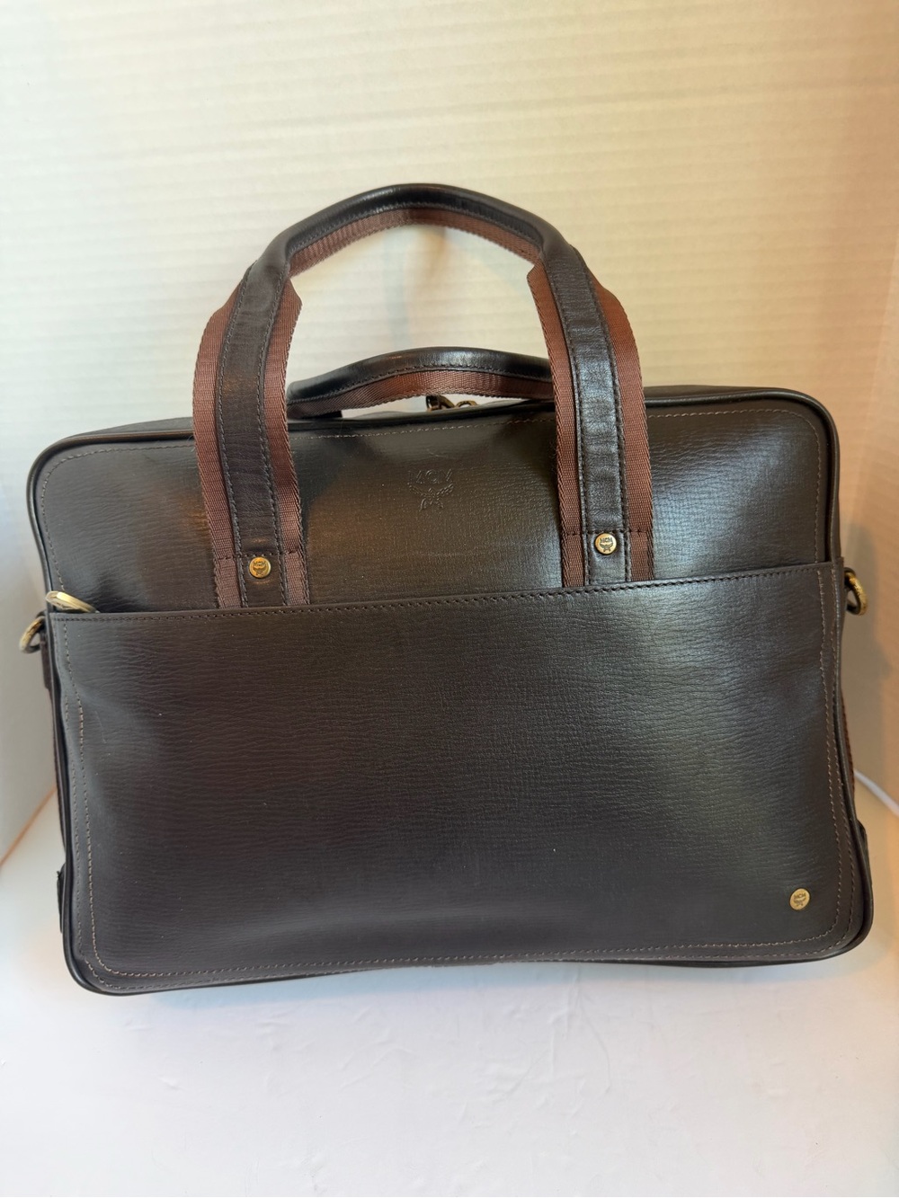 MCM Dark Brown Leather Briefcase